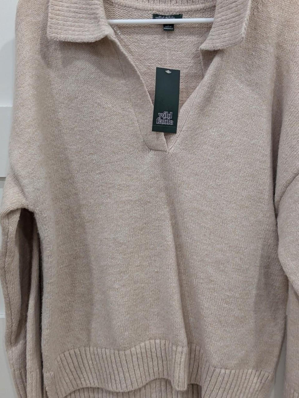 Wild Fable Neutral Beige Ribbed Knit Sweater